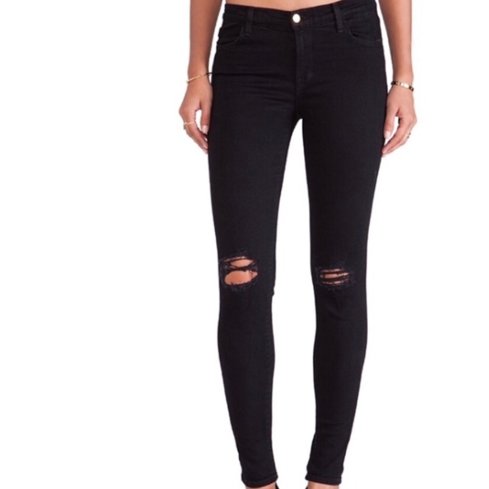 J Brand Super Skinny Blackout Distressed Jeans
